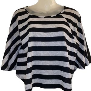 2 tween gray black stripped shirt girls butterfly